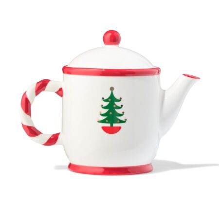 Theepot 22x12x17cm keramiek kerst (wit)