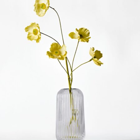 Vaas ⌀16.5x20.5cm Bink glas ribbel transparant