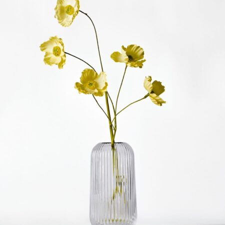 Vaas ⌀16.5x20.5cm Bink glas ribbel transparant