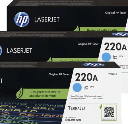 HP 220A LaserJet Toner Cyaan (3 stuks)
