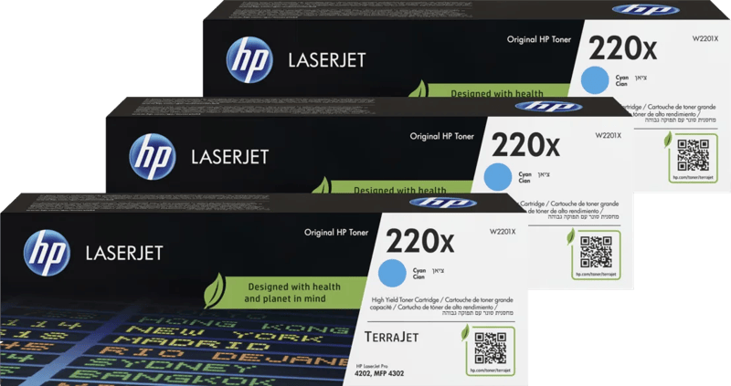 HP 220X LaserJet Toner Cyaan (3 stuks)