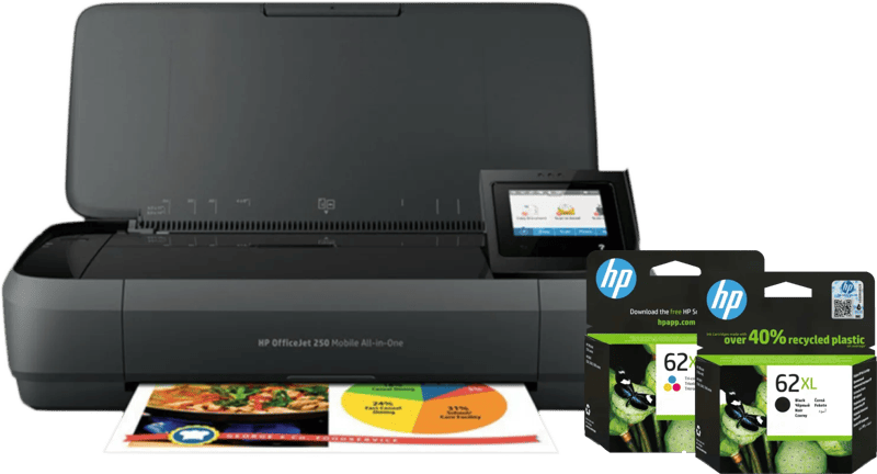 HP OfficeJet 250 Mobile Printer + 1 set extra XL cartridges