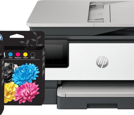 HP OfficeJet Pro 8124e + 2 zwarte + 2 kleuren cartridges