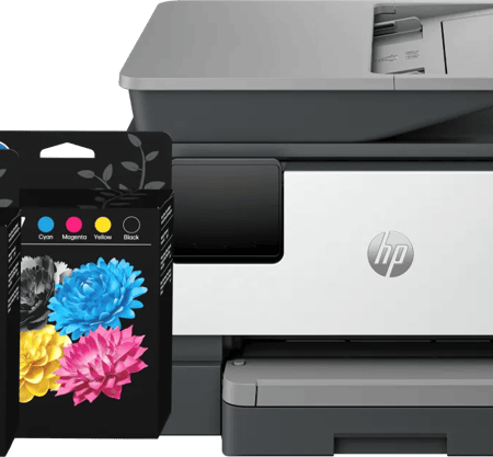 HP OfficeJet Pro 9120e + 2 zwarte + 2 kleuren cartridges