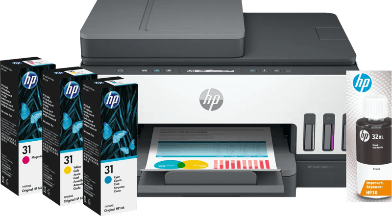 HP Smart Tank 7307 + extra 1 set extra inktflesjes