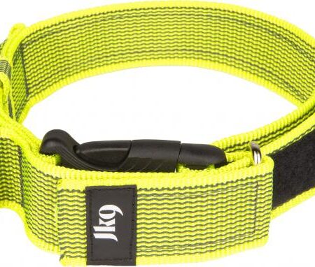 Halsband met handvat en tekstlabel - Neon - 40mm x 38-53cm