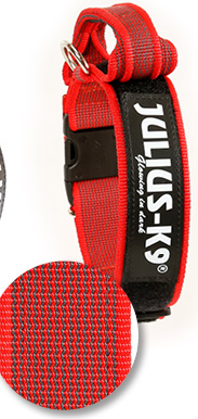 Halsband met handvat en tekstlabel - Rood - 40mm x 38-53cm