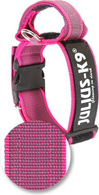 Halsband met handvat en tekstlabel - Roze - 40mm x 38-53cm