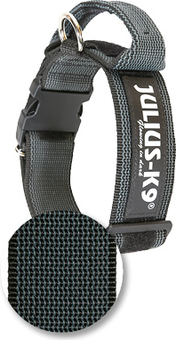 Halsband met handvat en tekstlabel - Zwart - 50mm x 47-67cm
