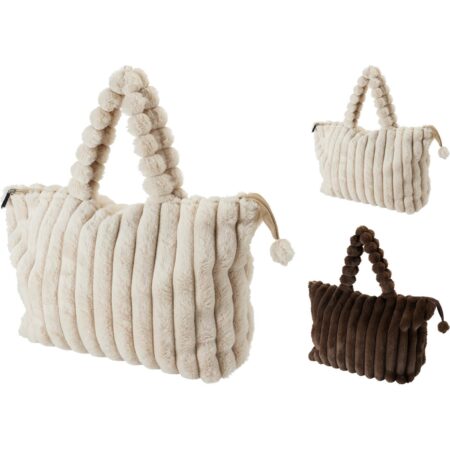 Handtas bont ribbel 34x12x28cm | Home & Styling