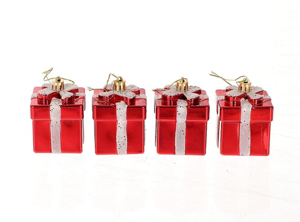 Hangdeco cadeautje 4-delig rood | HBX natural living