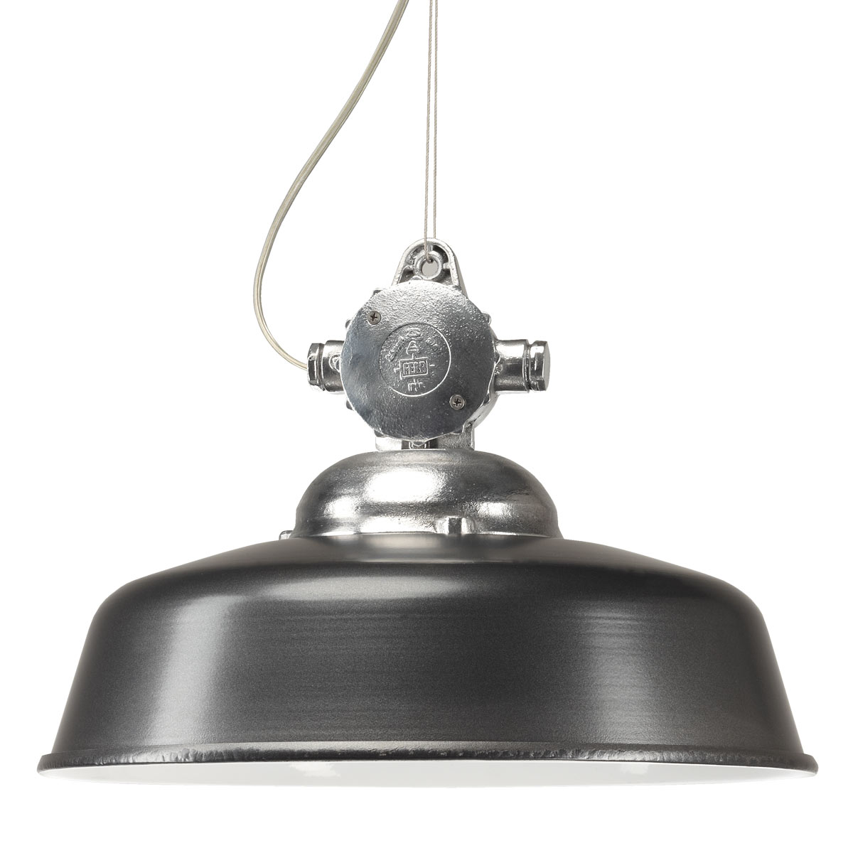 Hanglamp aan Ketting Detroit Industrie Aluminium met Antraciet Deksel
