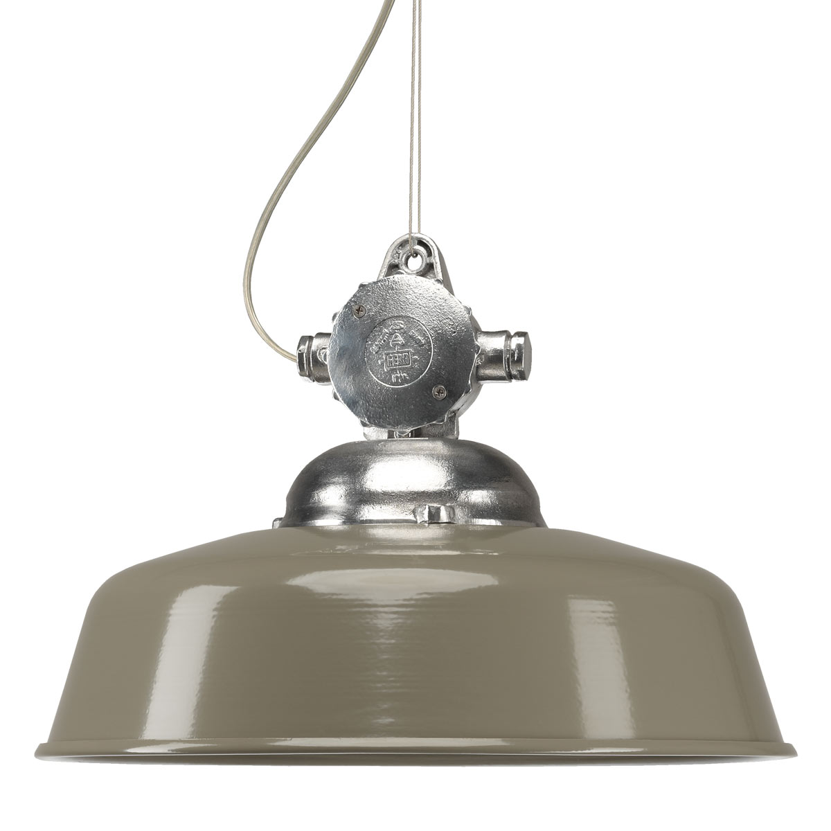 Hanglamp aan Ketting Detroit Retro Aluminium met Taupe Deksel