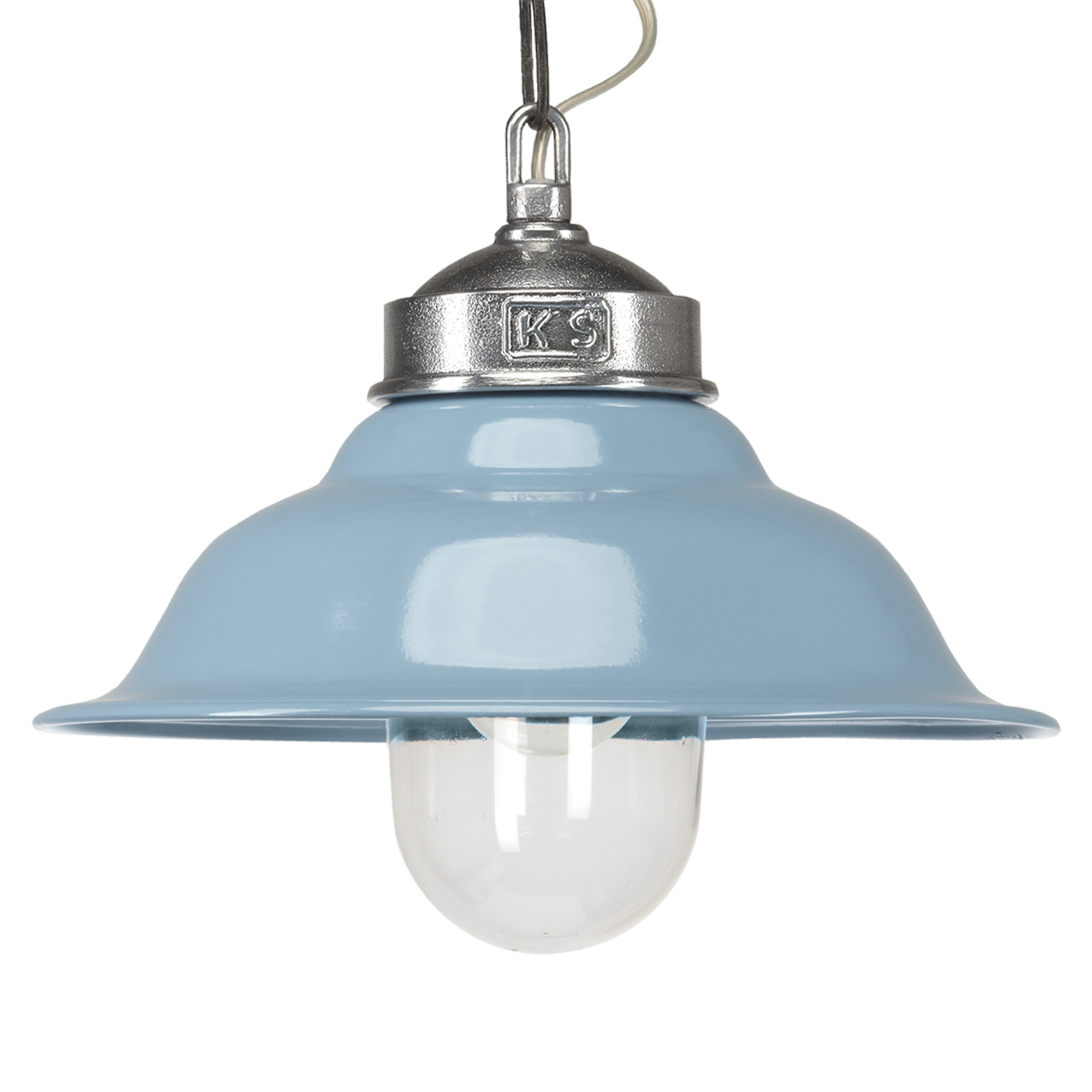 Hanglamp aan Ketting Porto Fino Aluminium met Blauw Deksel