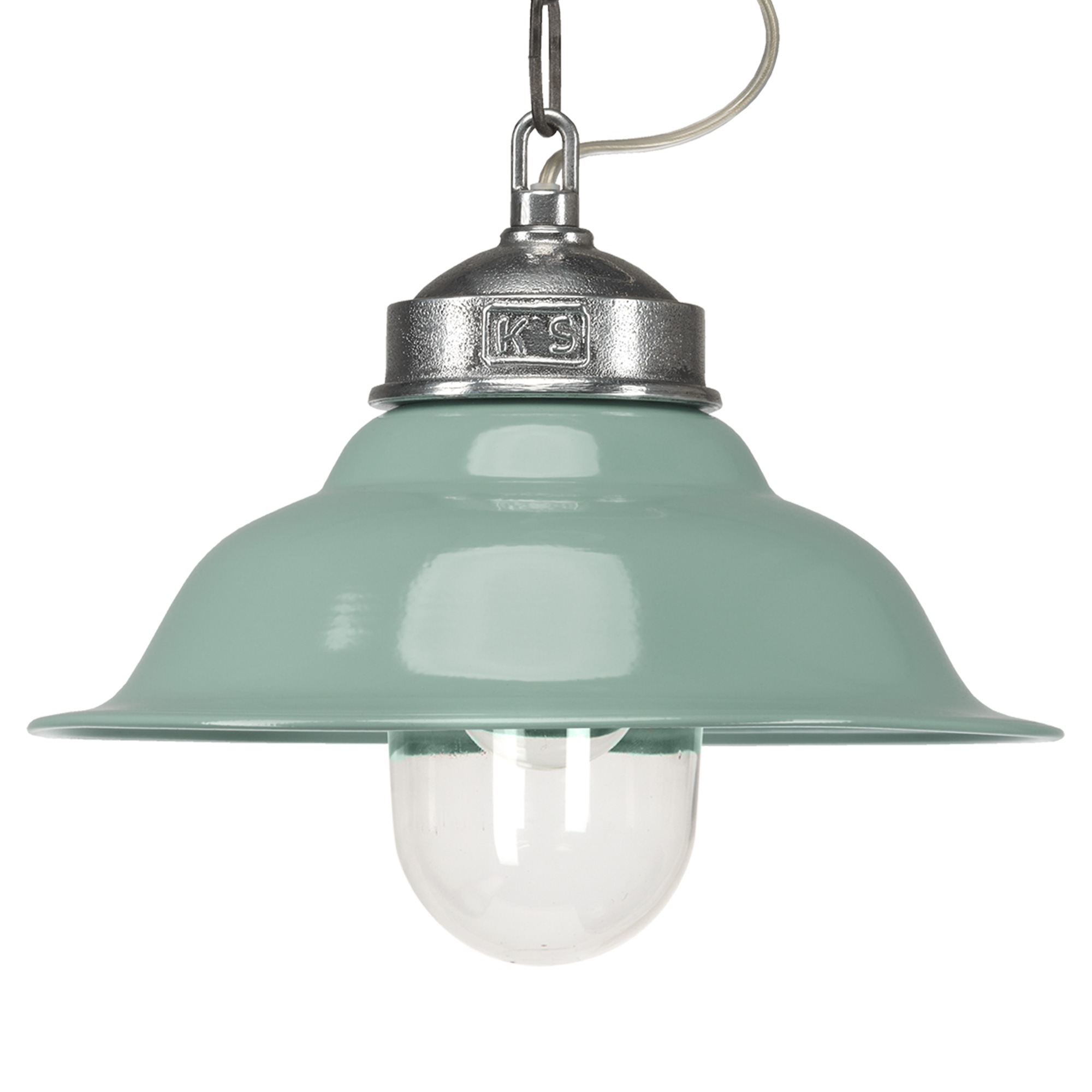 Hanglamp aan Ketting Porto Fino Aluminium met Groen Deksel