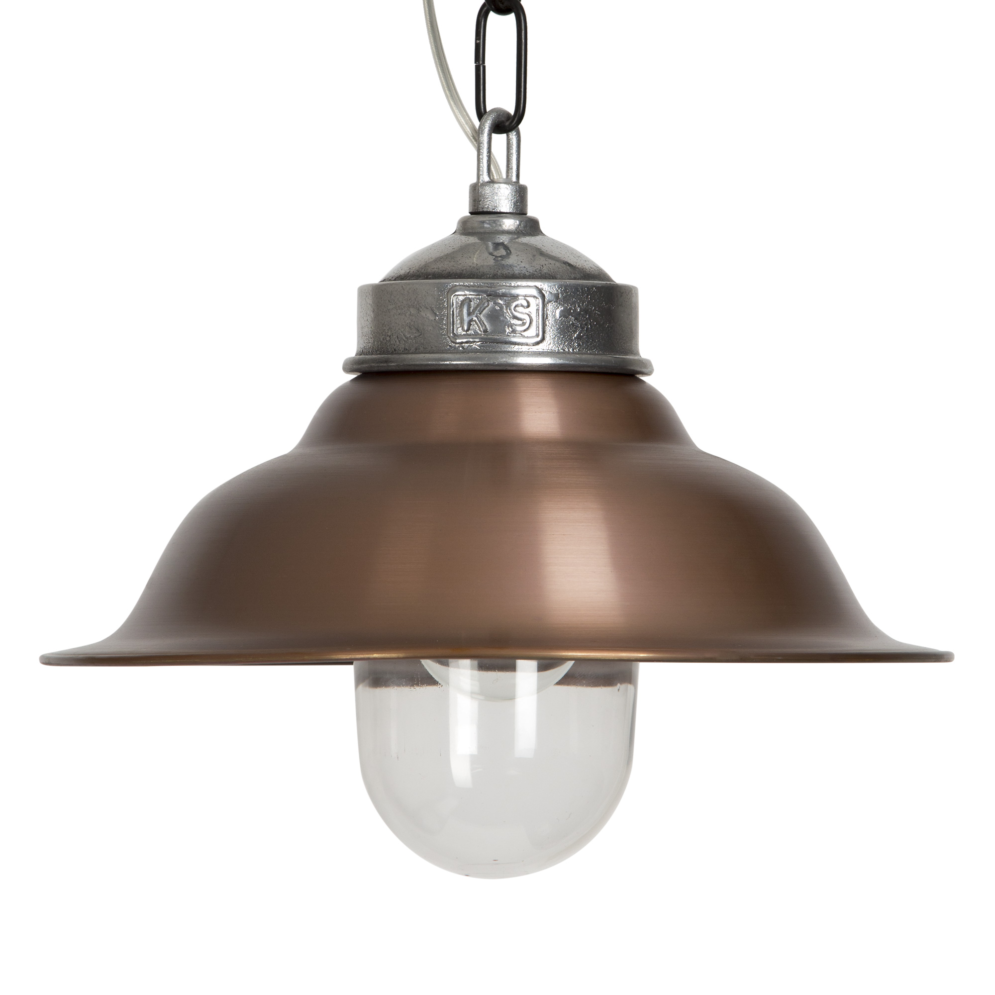Hanglamp aan Ketting Porto Fino Aluminium met Koper Deksel