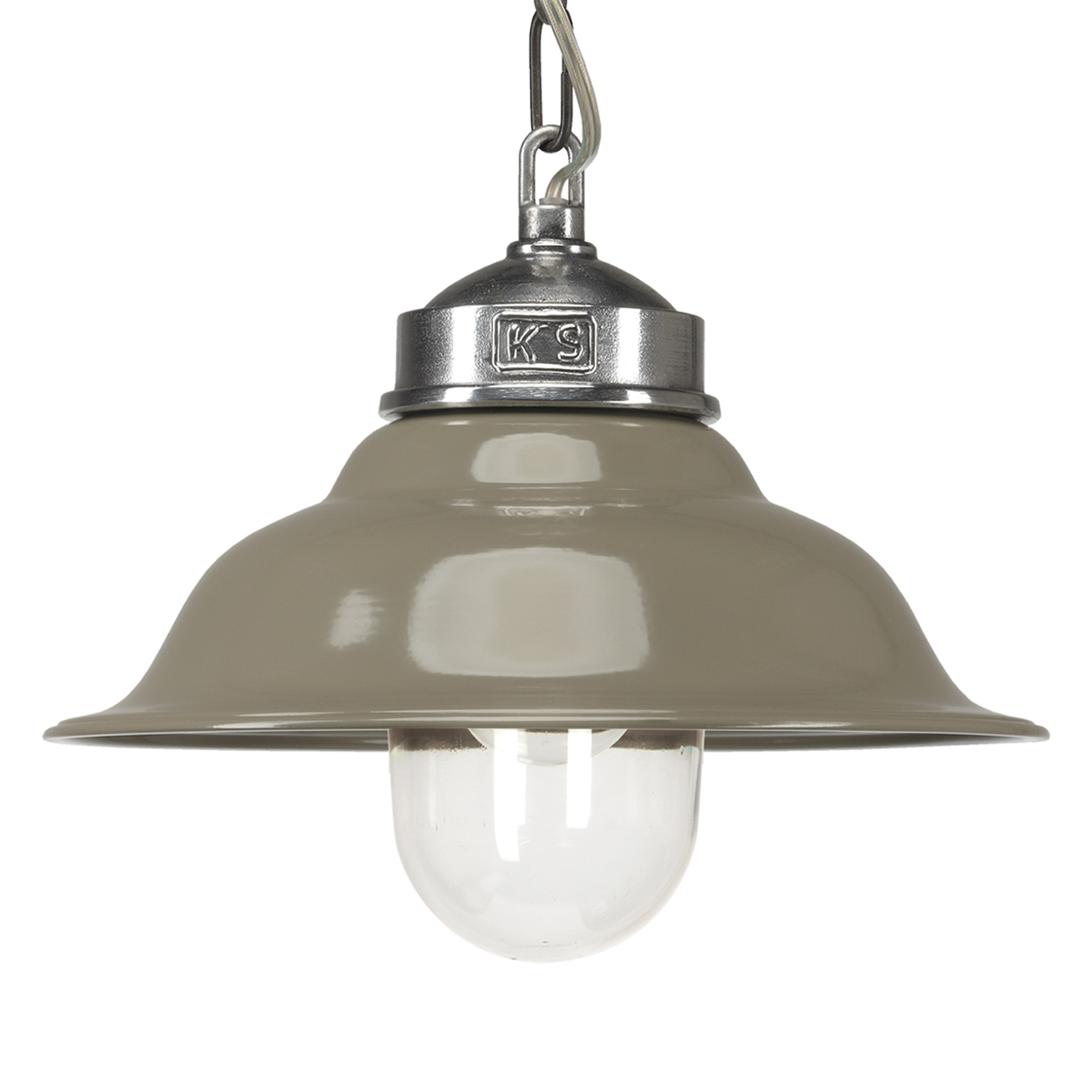 Hanglamp aan Ketting Porto Fino Aluminium met Taupe Deksel