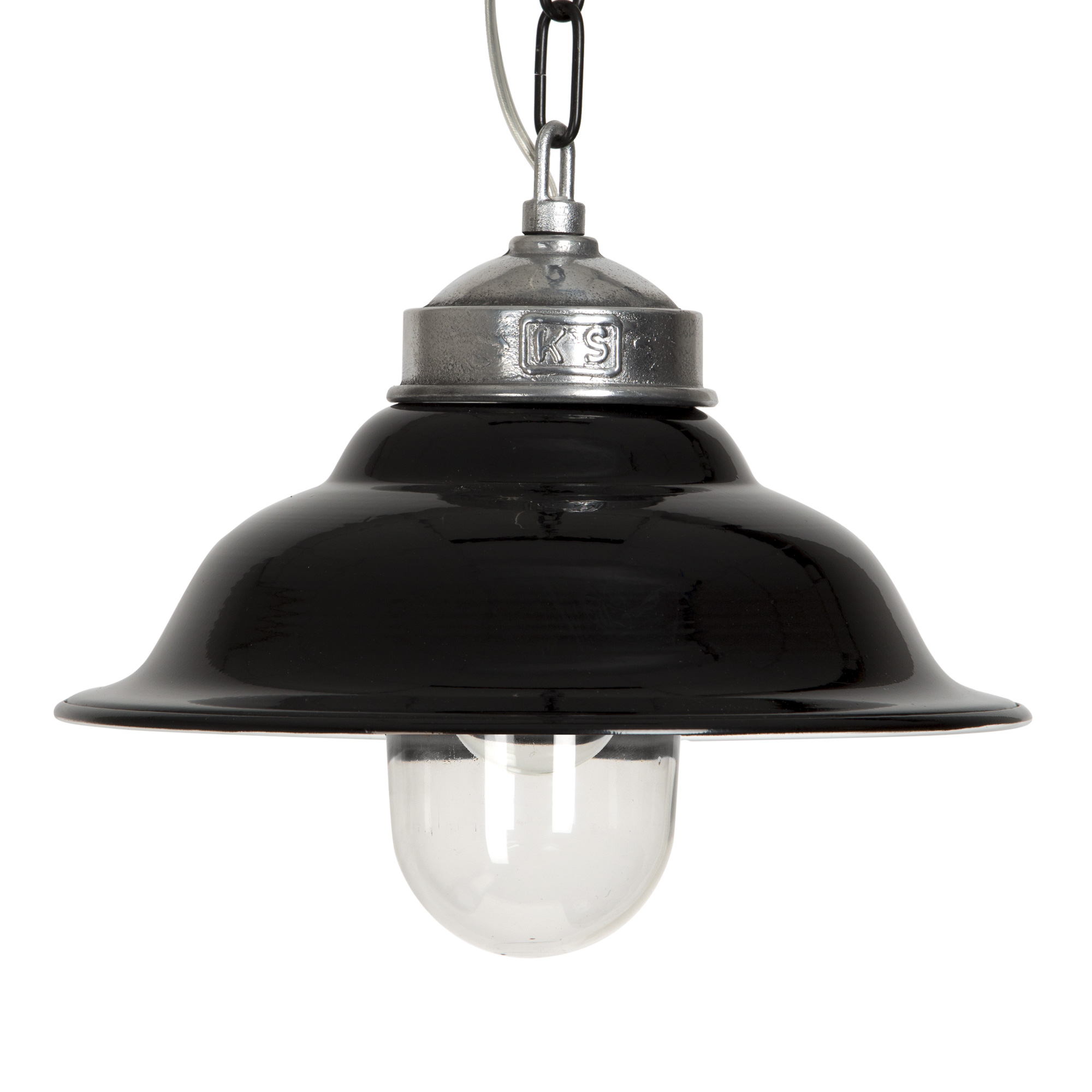 Hanglamp aan Ketting Porto Fino Aluminium met Zwart Deksel