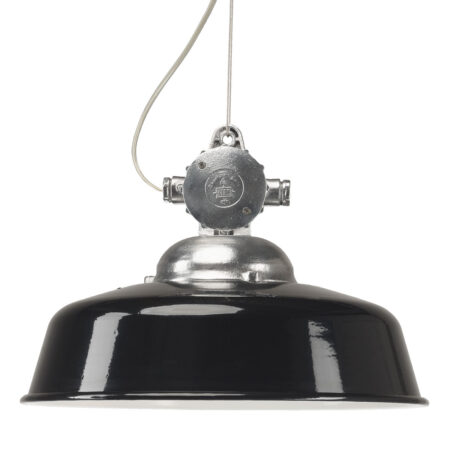 Hanglamp aan ketting Detroit Industrie Aluminium met Zwarte Deksel