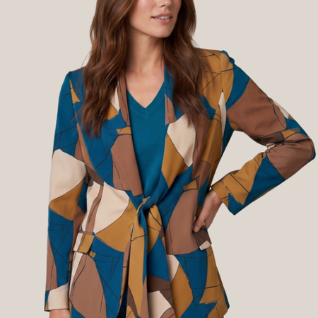 Hannah Print Blazer Petrol / Multi