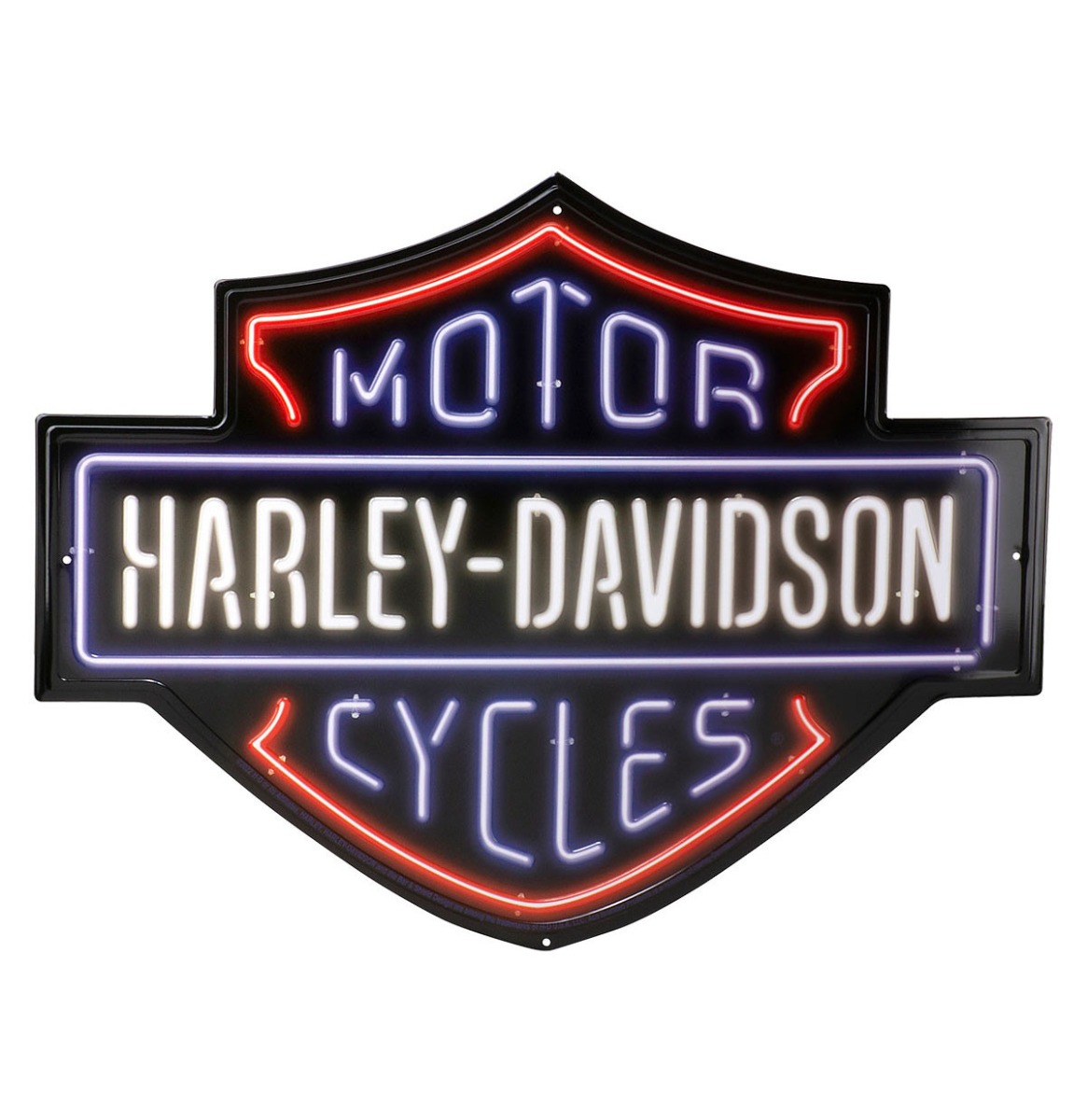 Harley-Davidson Neon Bar & Shield Tinnen Bord Met Reliëf - 50 x 38 cm | Harley-Davidson