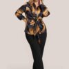 Harmony Print Blouse Zwart / Goud Maxi