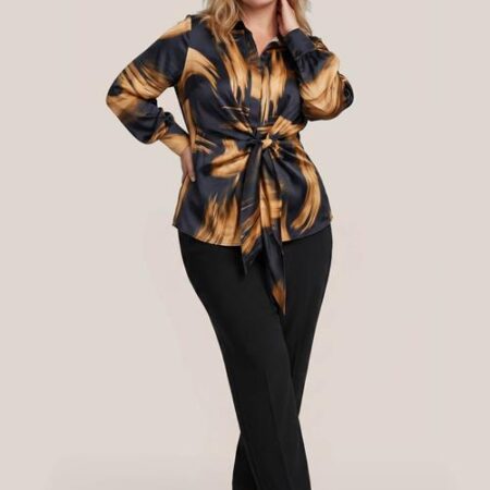 Harmony Print Blouse Zwart / Goud Maxi