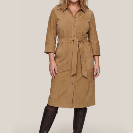 Harper Suède Jurk Zand Maxi