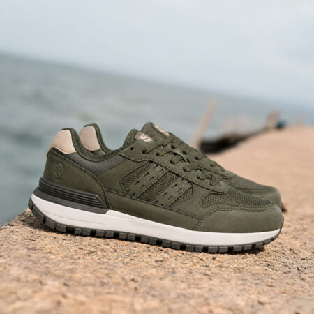Heren Sneaker Bussel | Legergroen/ Wit