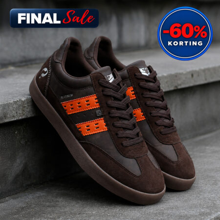 Heren Sneaker Platinum | Donkerbruin/Oranje