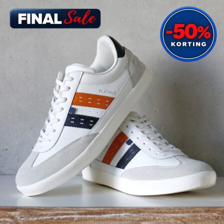 Heren Sneaker Platinum | Wit/Donkerblauw/Oranje