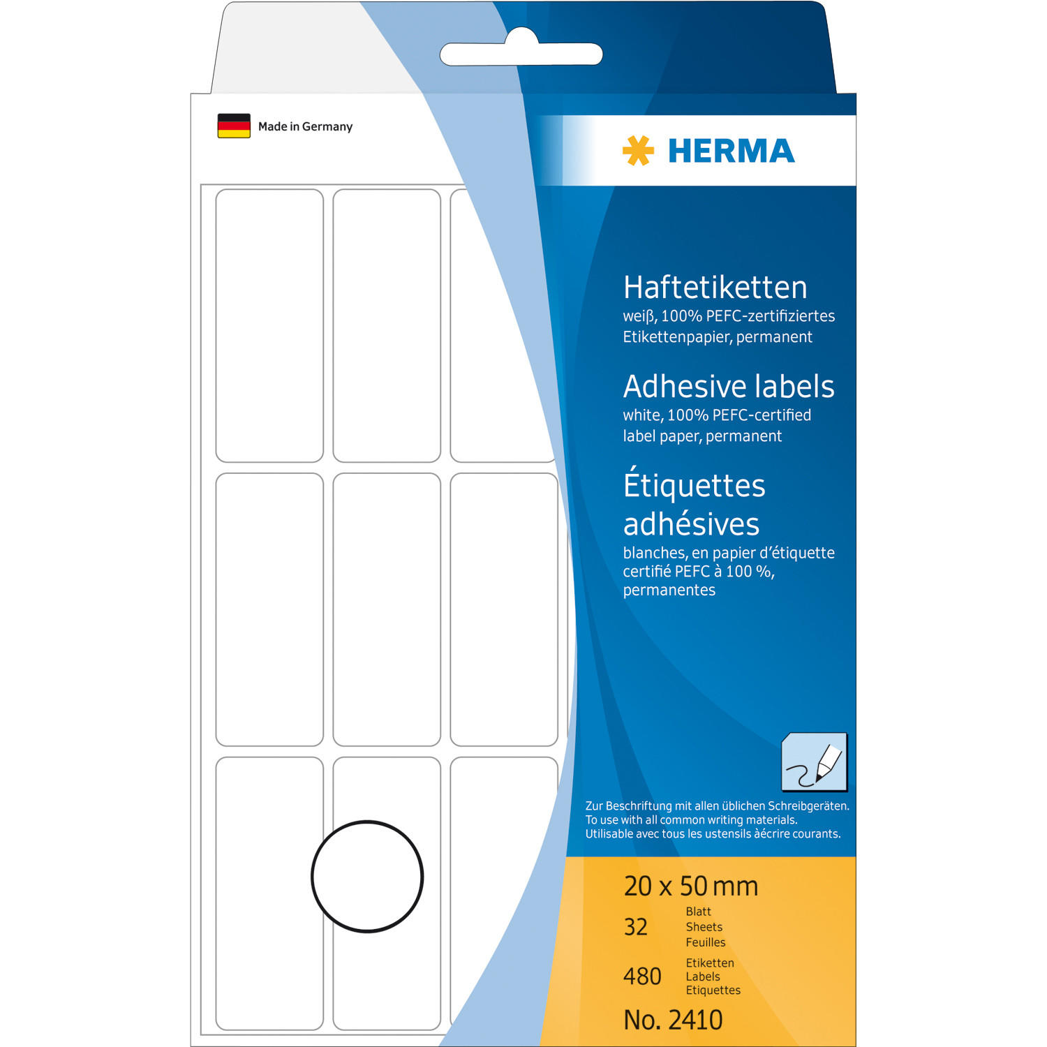 2410 etiketten 20x50mm wit