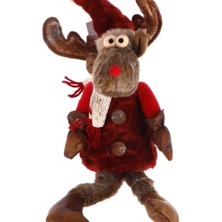 Hert Polyester Dangling Legs Rood Hoogte 26 Cm |