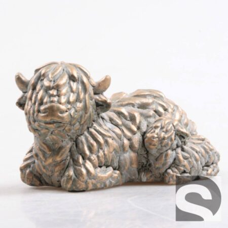 Hooglander Koe met kalf goud 16x10x9cm | Season Inspired Decoration