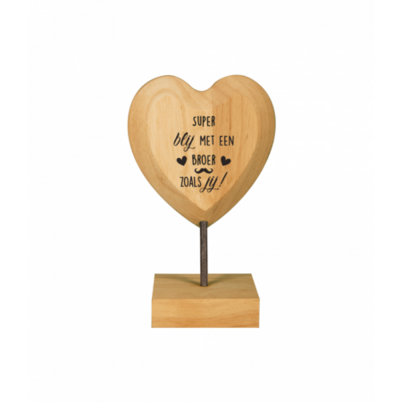Houten hart op voet broer