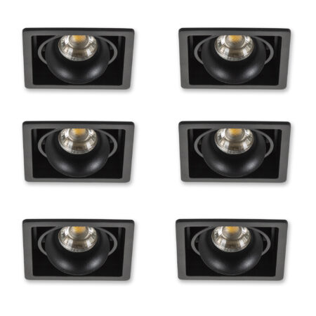 Inbouwspot Bjorn 1 zwart set 6 stuks