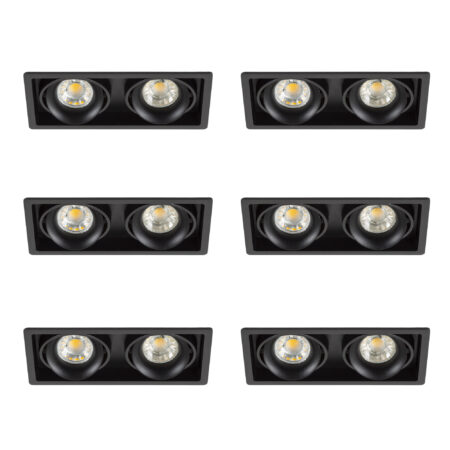 Inbouwspot Bjorn 2 zwart set 6 stuks