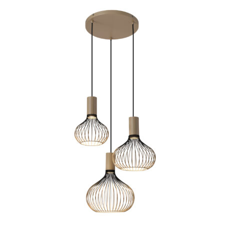 Isabel 3-lichts Hanglamp Zwart Beige
