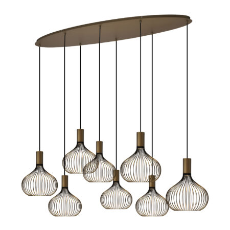 Isabel 8-lichts Hanglamp Zwart Goud