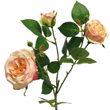 Italian rose spray x3 peach 61cm