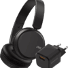 JVC HA-S36W Zwart + BlueBuilt Quick Charge Oplader met Usb A Poort 18W Zwart