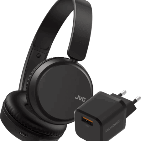 JVC HA-S36W Zwart + BlueBuilt Quick Charge Oplader met Usb A Poort 18W Zwart
