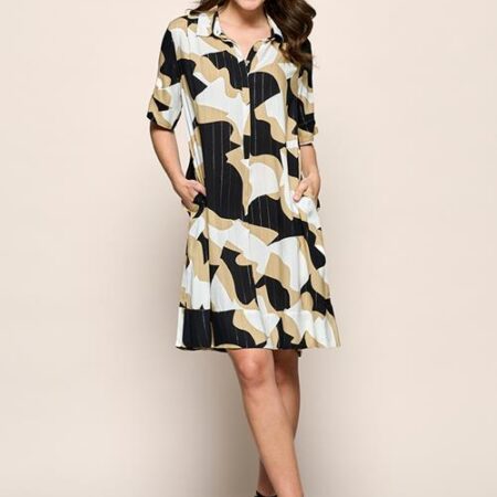 Joella Print Tuniek Zwart / Camel