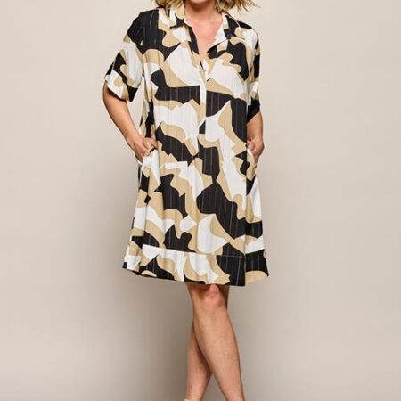 Joella Print Tuniek Zwart / Camel Maxi
