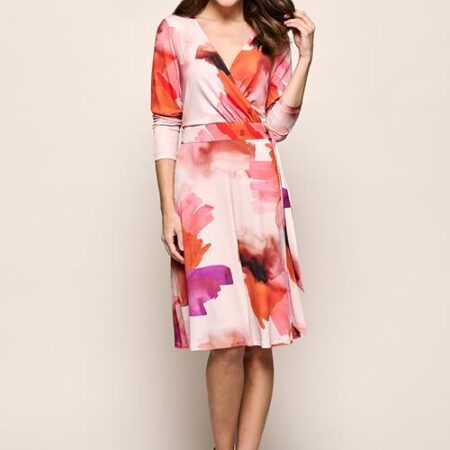 July Print Jurk Zand / Roze