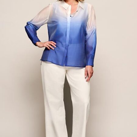 Juna Blouse Offwhite / Kobalt Maxi