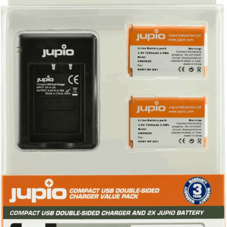 Jupio Kit: Battery NP-BX1 (2x) + USB Double-Sided Charger