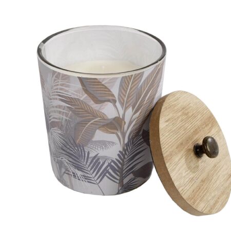 Kaars tropisch glas/houten deksel