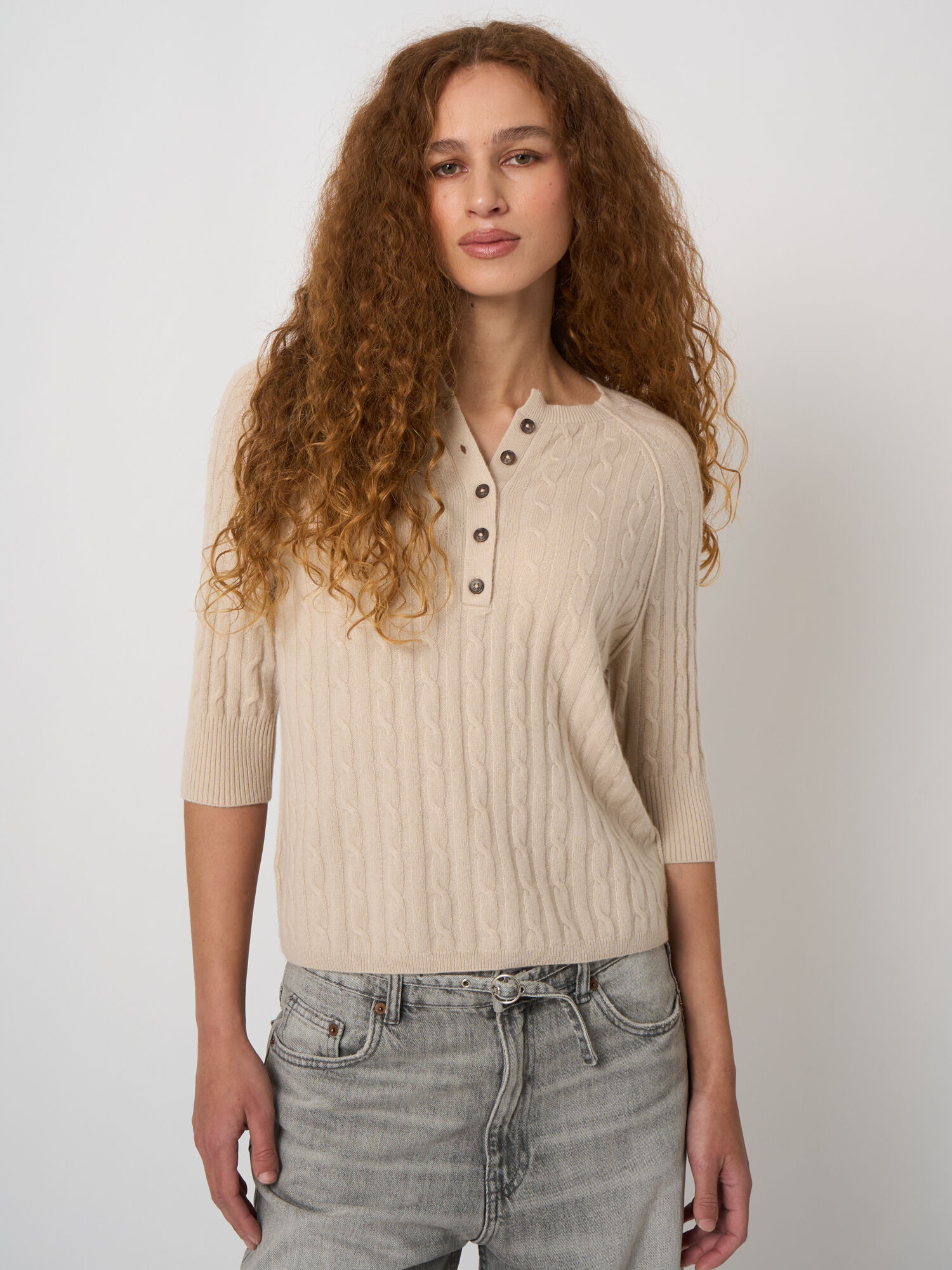 Kabelgebreide trui van 100% cashmere