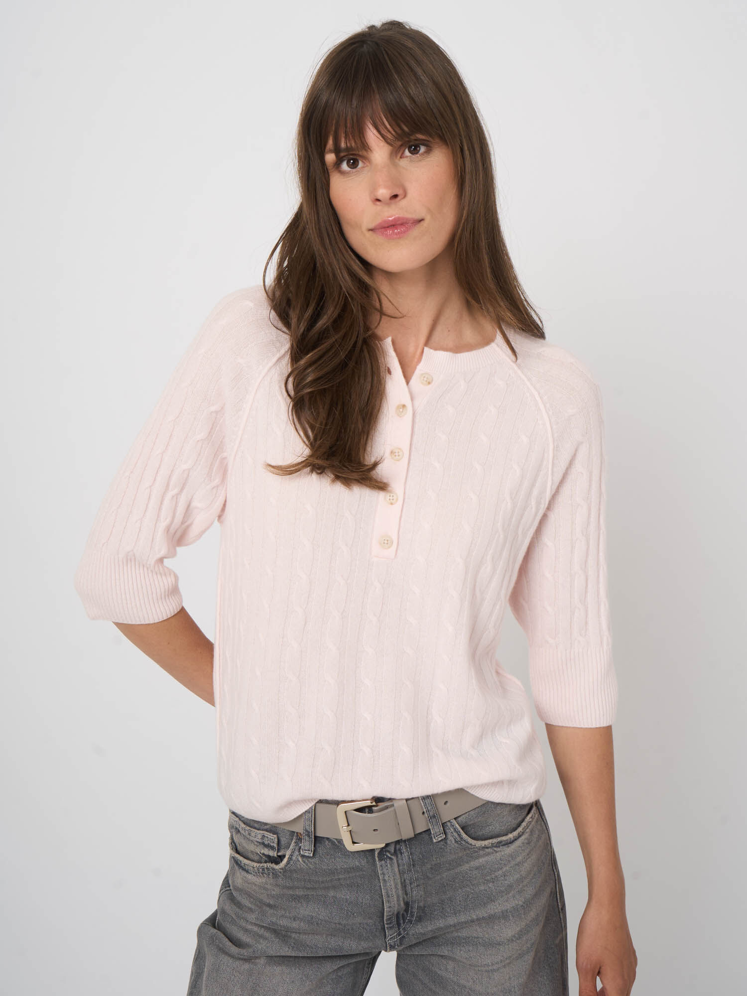 Kabelgebreide trui van 100% cashmere